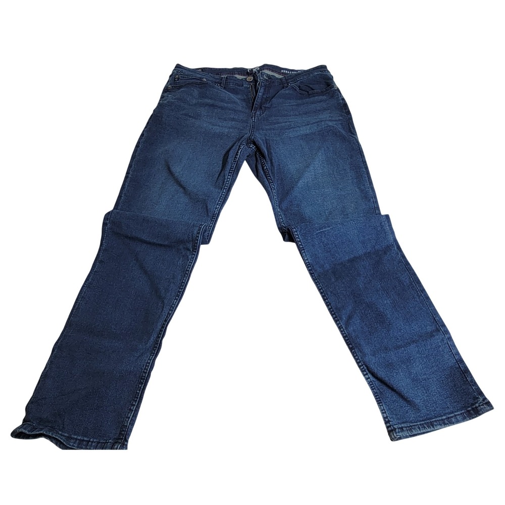 Chaps Mens‎ Straight Fit Dark Wash Blue Denim Jeans 38x34 Stretch Cotton